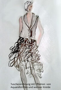 Tusche, Aquarell, Kreide