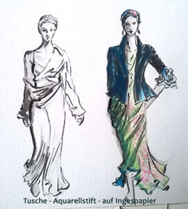 Tusche, Aquarell, Ingress