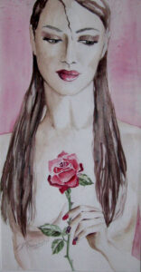 Schöne mit Rose