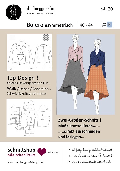 Schnittmuster Bolero asymmetrisch